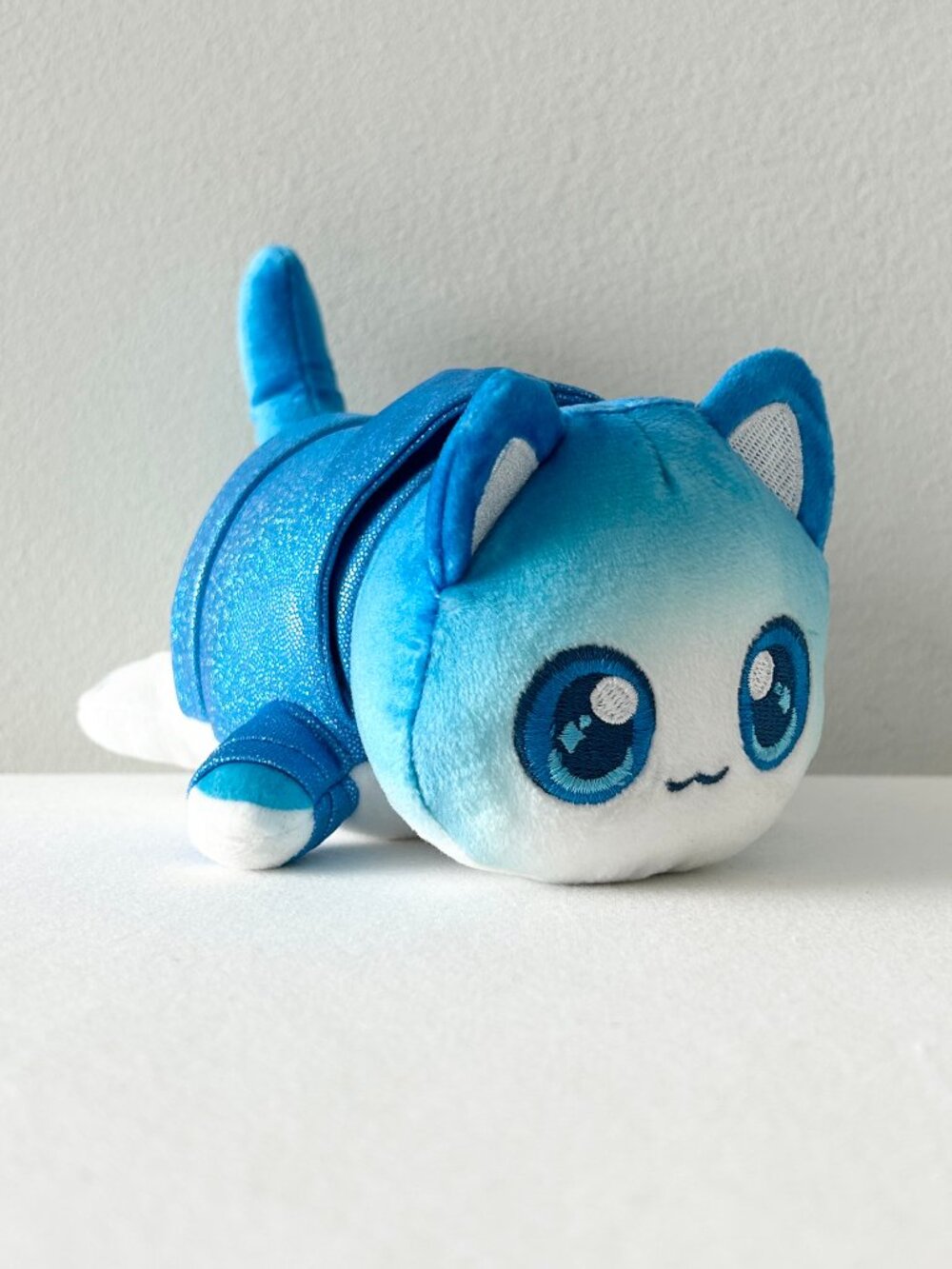 APHMAU Pierce Cat Plush Glitter Blue Hoodie Shiny Stuffed Animal Toy Litter 6